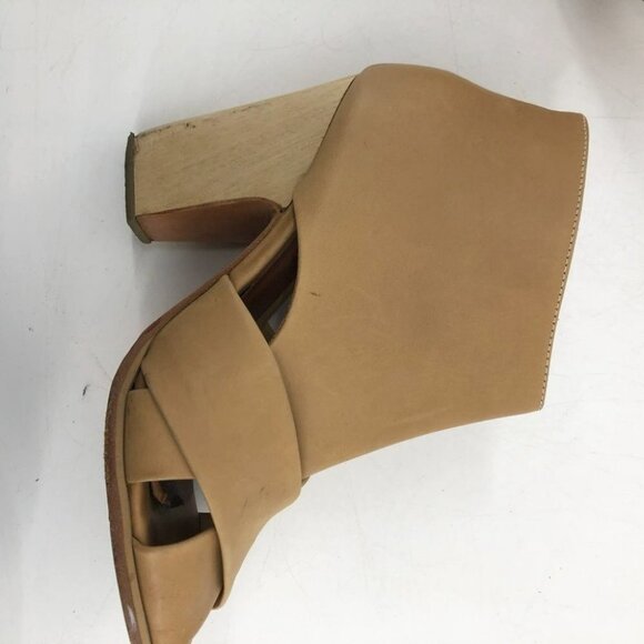Rachel Comey Tan leather heeled ankle booties peep toe cross cross  7 - Picture 11 of 16